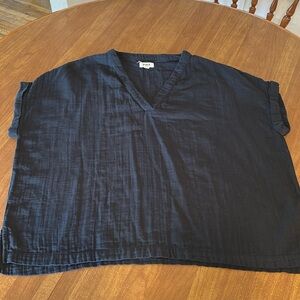 Black gauze boxy top